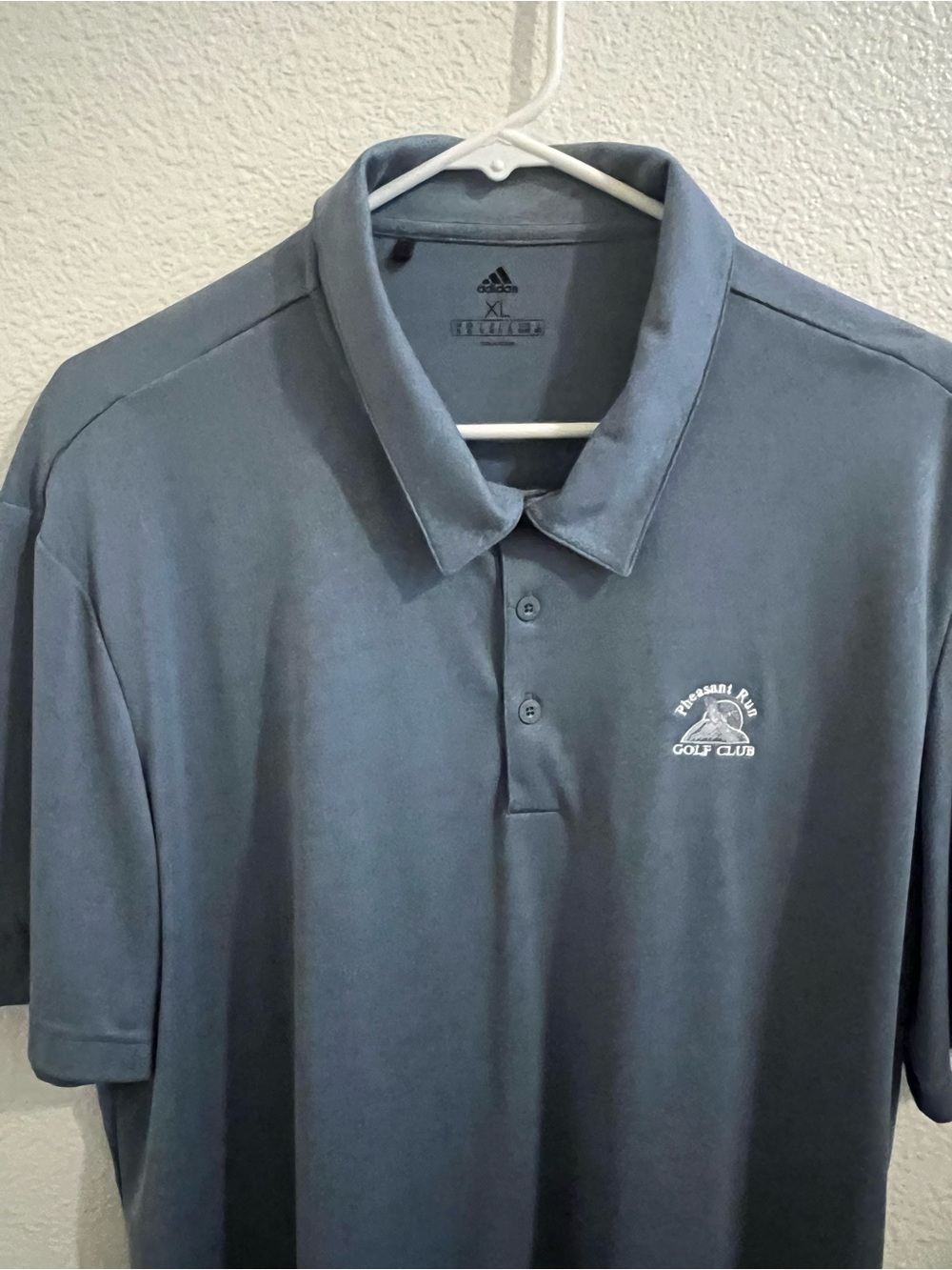 adidas Men’s Slate Gray Polo with Pleasant Run Golf Club Logo
